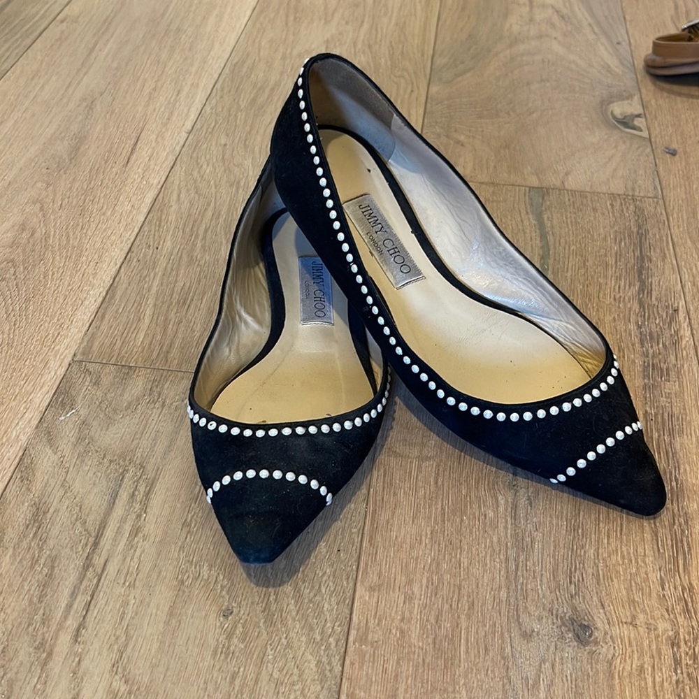 Jimmy Choo Black Suede Flats size 38.5